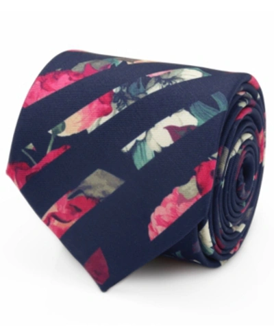 Ox & Bull Trading Co. Men's Painted Floral Stripe Tie In Navy