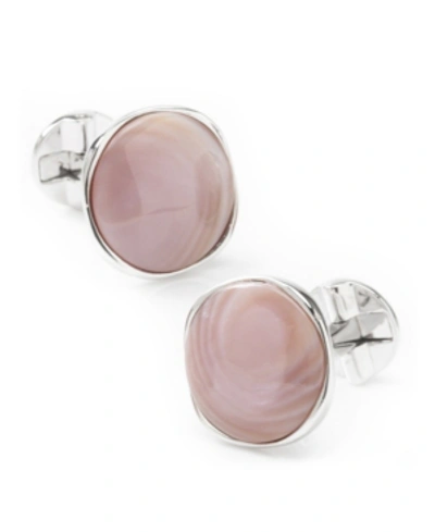 Ox & Bull Trading Co. Men's Sterling Silver Classic Formal Mother Of Pearl Cufflink In Pink