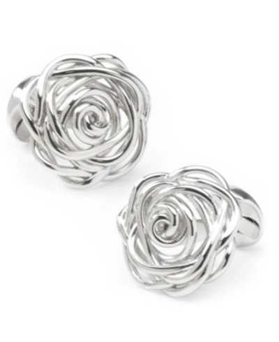 Ox & Bull Trading Co. Men's Sterling Silver Rhodium Plated Rose Cufflinks