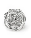 Ox & Bull Trading Co. Men's Sterling Silver Rhodium Plated Rose Lapel Pin In Silver