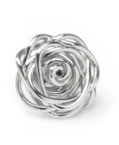 Ox & Bull Trading Co. Men's Sterling Silver Rhodium Plated Rose Lapel Pin