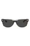 Ray Ban Iconic New Wayfarer 55mm Sunglasses In Striped Grey/ Dark Grey