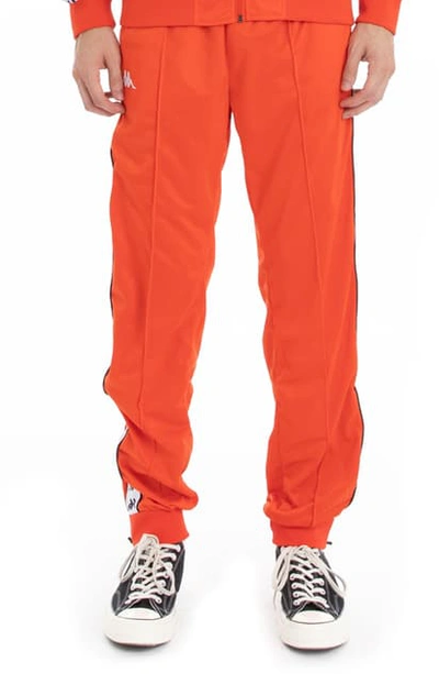 Kappa 222 Banda Rastoria Slim Track Pants In Orange Flame-white