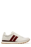 Bally Leather Sneakers With Contrasting Stripes And Perforated Toe In White/ White
