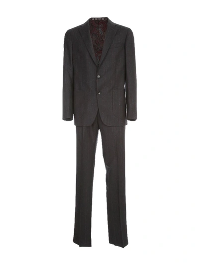 Etro Regular Decostructed Suit In Black