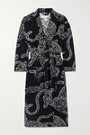 DESMOND & DEMPSEY BELTED COTTON-TERRY JACQUARD dressing gown