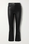 MOTHER THE INSIDER CROP FAUX STRETCH-LEATHER FLARED PANTS