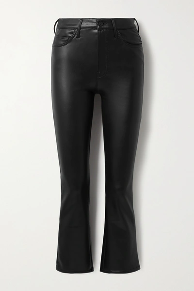 Mother The Insider Crop Faux Stretch-leather Flared Trousers In Faux Show