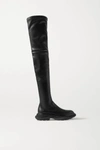 ALEXANDER MCQUEEN LEATHER EXAGGERATED-SOLE OVER-THE-KNEE BOOTS