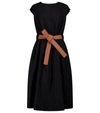LOEWE BELTED WOOL AND COTTON MIDI DRESS,P00531735