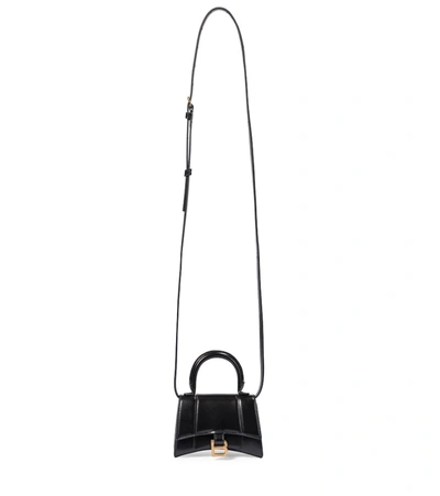 Balenciaga Hourglass Mini Leather Crossbody Bag In Black