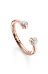 Shop Monica Vinader Fiji Tiny Button Diamond Ring In Rose Gold/ Diamond