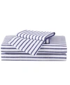 Truly Soft Queen 4 Pc Sheet Set Bedding In Pinstripe Navy/white