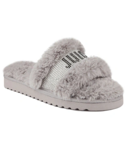 Juicy Couture Women's Steady Faux Fur Sandal Slide Women's Shoes In Gray