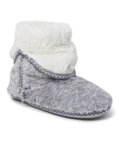 Dearfoams Women's Beth Furry Foldover Boots In Gray Frost