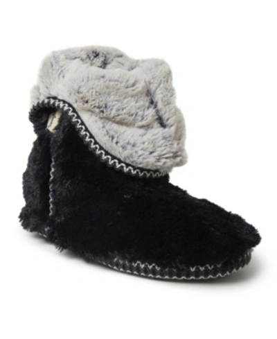 Dearfoams Women's Beth Furry Foldover Boots In Black