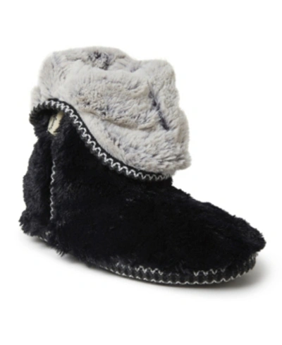 Dearfoams Beth Furry Womens Memory Foam Bootie Slippers In Black