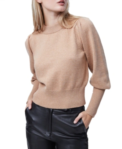 French Connection Puff Sleeve Crop Sweater In Camel Melon