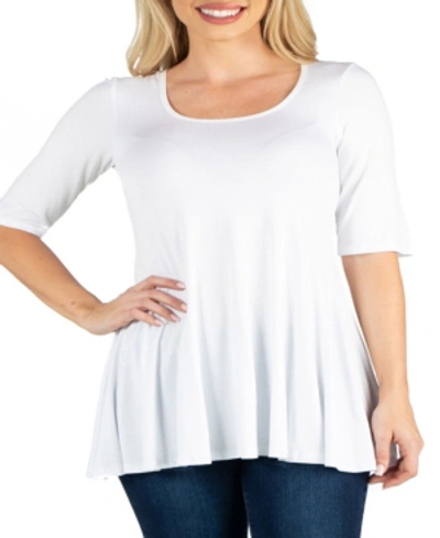 24SEVEN COMFORT APPAREL WOMEN'S ELBOW SLEEVE SWING TUNIC TOP