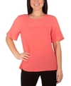 Ny Collection Women's Tone On Tone Scoop Neck Top In Coral