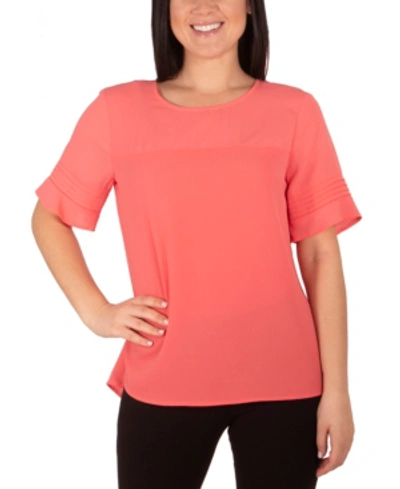 Ny Collection Women's Tone On Tone Scoop Neck Top In Coral
