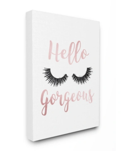 Stupell Industries Hello Gorgeous Black Eyelashes Typography Canvas Wall Art, 16" L X 20" H In Multi