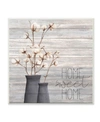 STUPELL INDUSTRIES GRAY HOME SWEET HOME COTTON FLOWERS IN VASE WALL PLAQUE ART, 12" L X 12" H