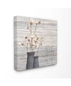Stupell Industries Gray Home Sweet Home Cotton Flowers In Vase Canvas Wall Art, 17" L X 17" H In Multi