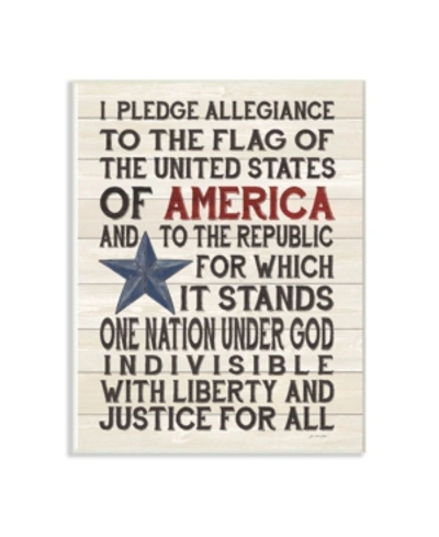 Stupell Industries Pledge Of Allegiance Stars And Stripes Americana Rustic Wood Look Sign, 10" L X 15" H In Multi