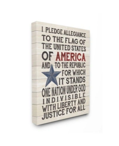Stupell Industries Pledge Of Allegiance Stars And Stripes Americana Rustic Wood Look Sign, 16" L X 20" H In Multi
