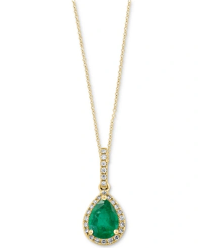 Effy Collection Effy Emerald (7/8 Ct. T.w.) & Diamond (1/8 Ct. T.w.) 18" Pendant Necklace In 14k Gold