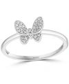 Effy Collection Effy Diamond Butterfly Ring (1/10 Ct. T.w.) In Sterling Silver Or 14k Gold-plated Sterling Silver In Sterling Silver