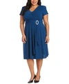 R & M Richards Plus Size Cascade Dress In Peacock