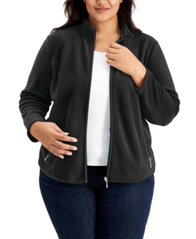 Karen Scott Plus Size Zeroproof Jacket, Created For Macy's In Deep Black