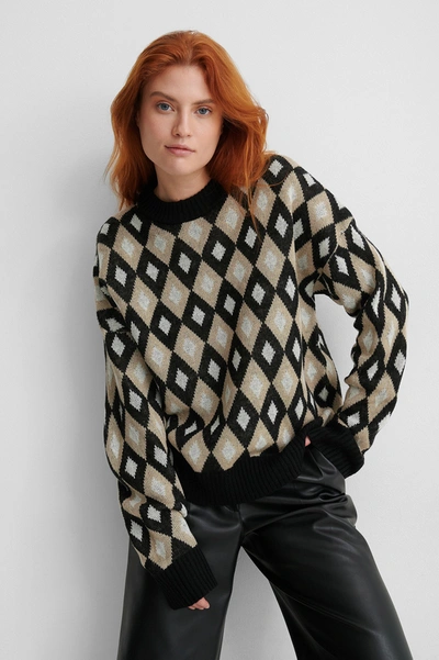 Na-kd Round Neck Checked Knitted Jumper - Multicolor