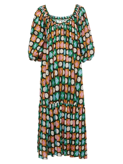 La Doublej Women's Paloma Geo Print Off-the-shoulder Maxi Dress In Lucky Charms