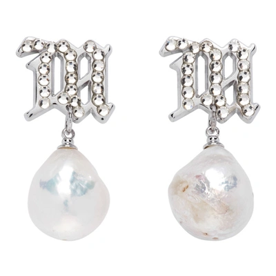 Misbhv Silver And Off-white Pearl Crystal Earrings In Natur/pearl