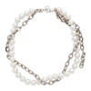 MISBHV MISBHV OFF-WHITE AND SILVER PEARL CHAIN CHOKER NECKLACE