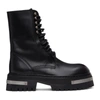 ANN DEMEULEMEESTER BLACK & SILVER OVERSIZED SOLE TUCSON LACE-UP BOOTS