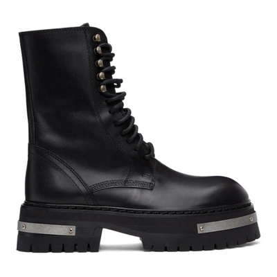 Ann Demeulemeester Black & Silver Oversized Sole Tucson Lace-up Boots In 098 Black