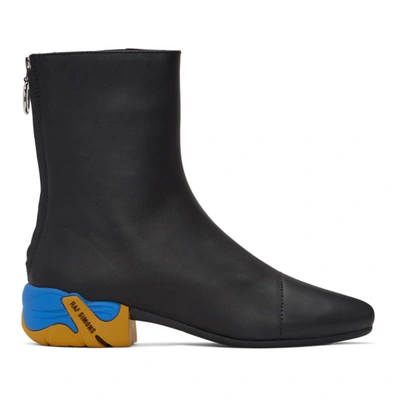 Raf Simons Contrast-heel Ankle Boots In Black