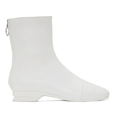 Raf Simons Runner Block Heel Ankle Boots In White