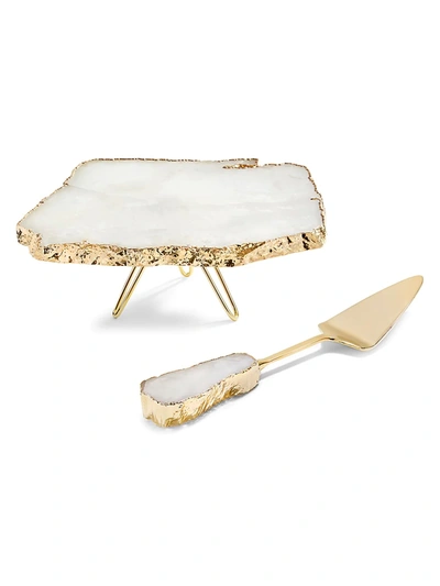 Anna New York Torta 2-piece 24k Goldplated Crystal Cake Stand & Server Set