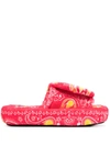 Natasha Zinko Fire Textured Slides In Red
