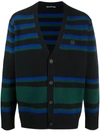 ACNE STUDIOS STRIPED FACE-PATCH CARDIGAN