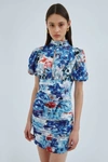 C/MEO COLLECTIVE ORBITAL TOP Blue Painted Floral
