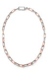 Monica Vinader Rose Gold Alta Capture Mixed Metal Charm Necklace In Rose Gold