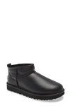Ugg Womens Black Classic Ultra Mini Logo-patch Leather Ankle Boots Eur 40 / 7 Uk In Black Leather