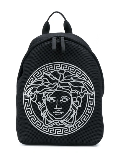 Young Versace Kids' Medusa 头纹图案背包 In Black
