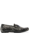 VERSACE SNAKESKIN-EFFECT LEATHER LOAFERS